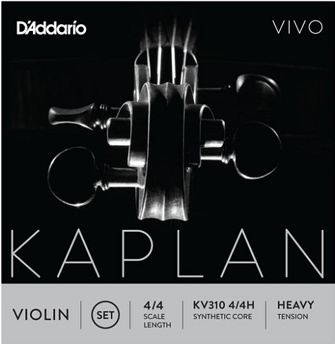 D'Addario Kaplan Vivo Violin String SET, 4/4 Scale, Heavy Tension