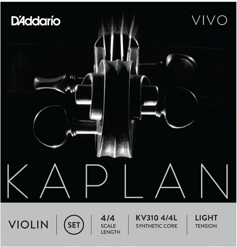 D'Addario Kaplan Vivo Violin String SET, 4/4 Scale, Light Tension