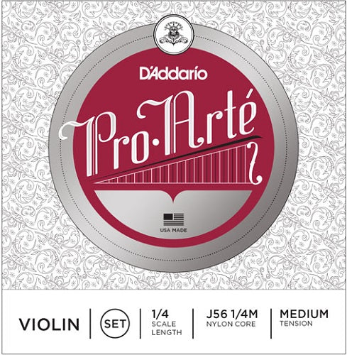 D'Addario Pro-Arte Violin String SET, 1/4 Scale, Medium Tension