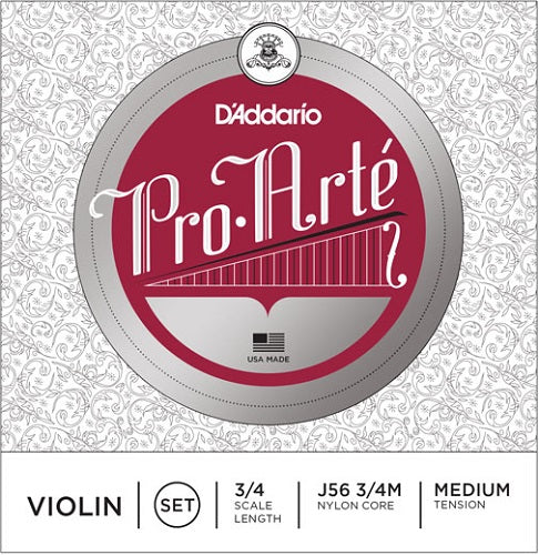 D'Addario Pro-Arte Violin String SET, 3/4 Scale, Medium Tension