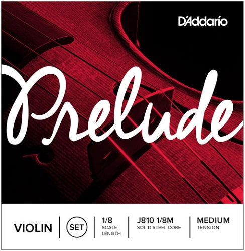 D'Addario Prelude Violin String SET, 1/8 Scale, Medium Tension