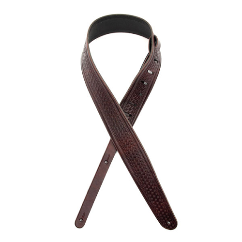 D'Addario Planet Waves Brown Embossed Weave Leather Guitar Strap
