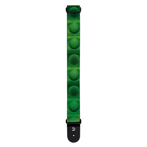 D'Addario Planet Waves Optical Art Green Orbs Polyester Woven Guitar Strap