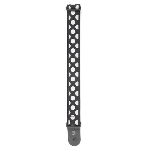 D'Addario Planet Waves Black W/ Silver Large Polka Dots Woven Guitar Strap