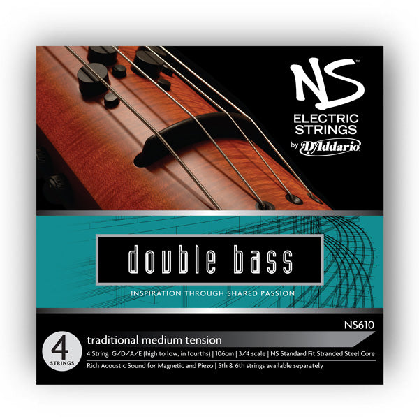 D'Addario NS Electric Traditional Double Bass String SET, 3/4 Scale, Medium Tension