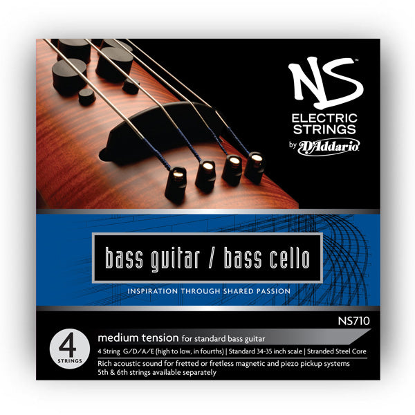 D'Addario NS Electric Bass/CELLO String SET, 4/4 Scale, Medium Tension