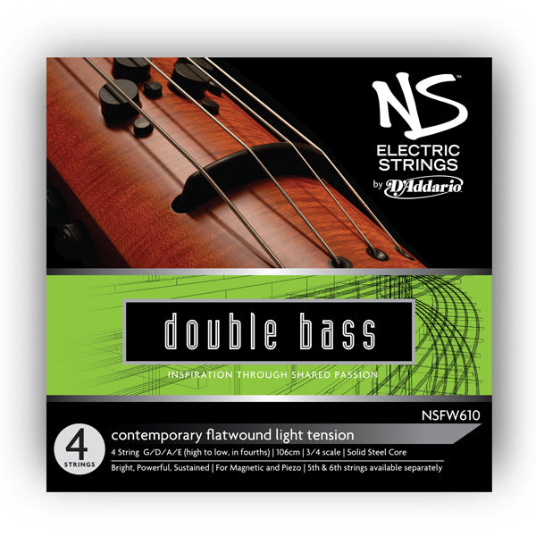 D'Addario NS Electric Contemporary Double Bass String SET, 3/4 Scale, Medium Tension