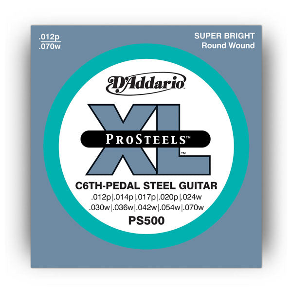 D'Addario XL Prosteels Round Wound PS500 Pedal Steel Guitar StringS, C-6TH