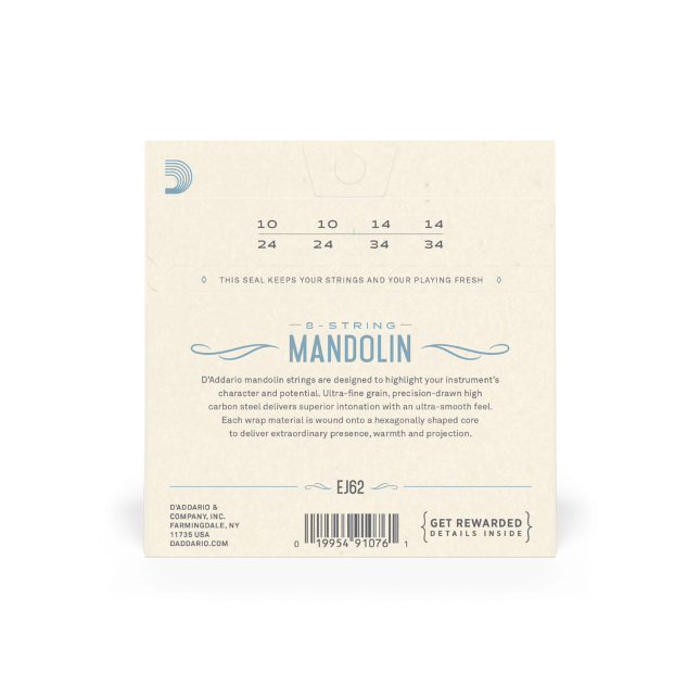 D'Addario Mandolin Strings EJ62 80/20 Phosphor Bronze