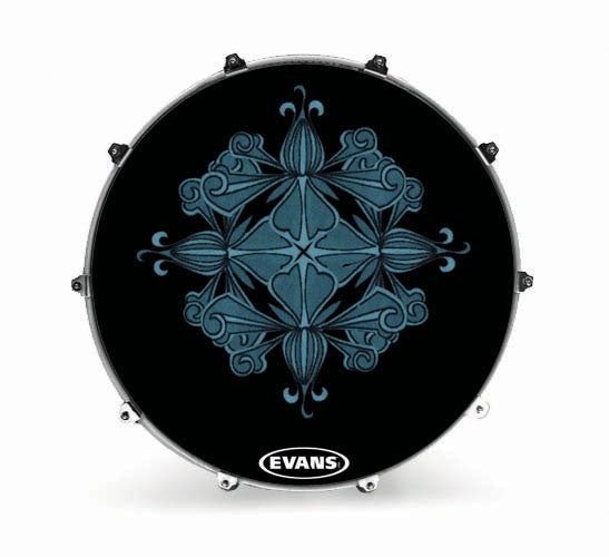Evans Fabrics Bass Drum Head - Blue Flower