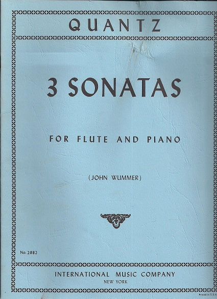 IMC BOOK - Three Sonatas for Flute and Piano, Johann Joachim - 2882
