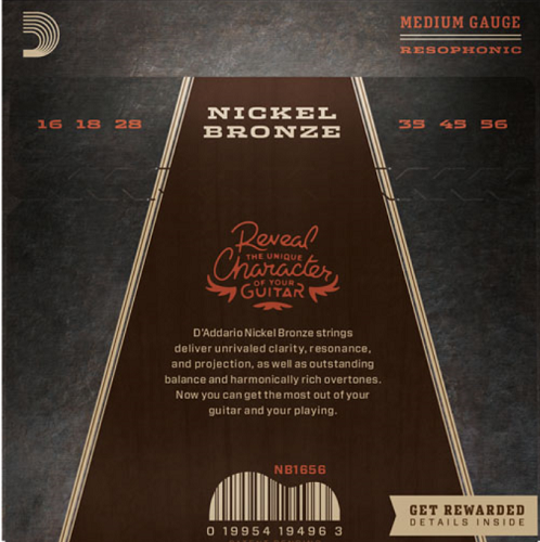 D'Addario Nickel Bronze, Resophonic 16-56 Acoustic Guitar Strings