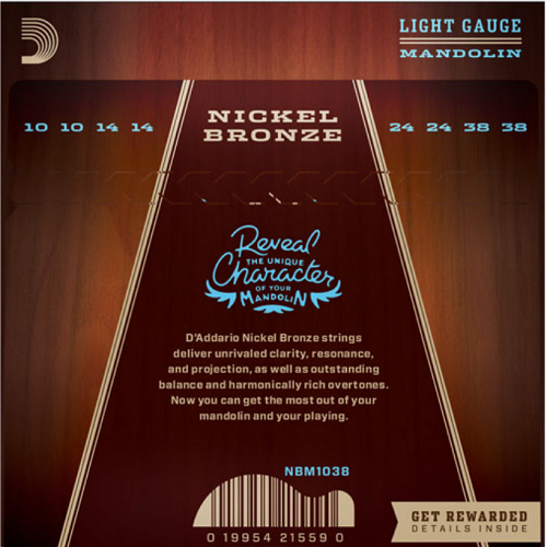 D'Addario Nickel Bronze, Light, 10-39 Mandolin Strings