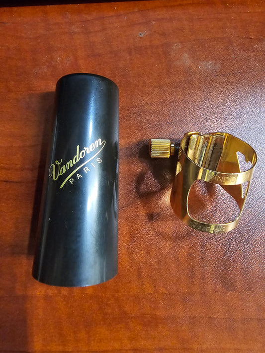 Vandoren Optimum Alto Sax Gold Plated Ligature Open Box