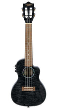 Load image into Gallery viewer, Lanikai Quilted Maple Series Acoustic/Electric Concert Ukulele Black Stain QM-BKCEC