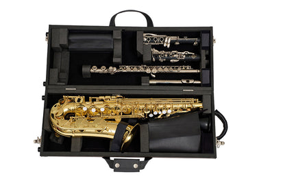 Wiseman Professional Range Wooden Alto Saxophone + Clarinet & Flute Triple Case