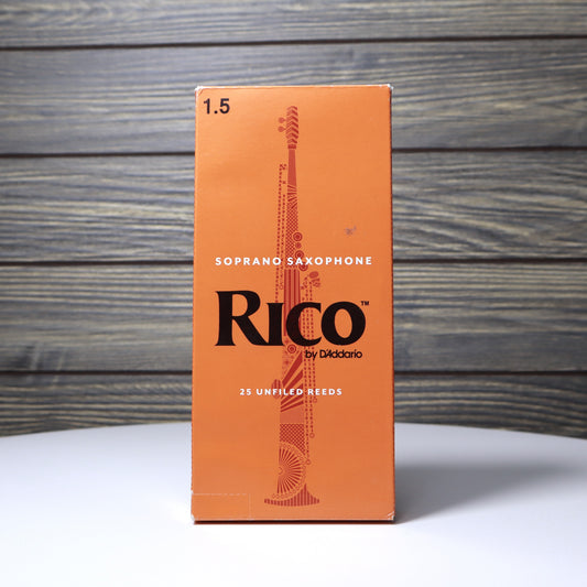 Rico by D'addario Soprano Sax Reeds Unfiled, 25 Per Box, Strength 1.5 B-STOCK