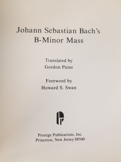 Johann Sebastian Bach's B-Minor Mass Rilling, Helmuth