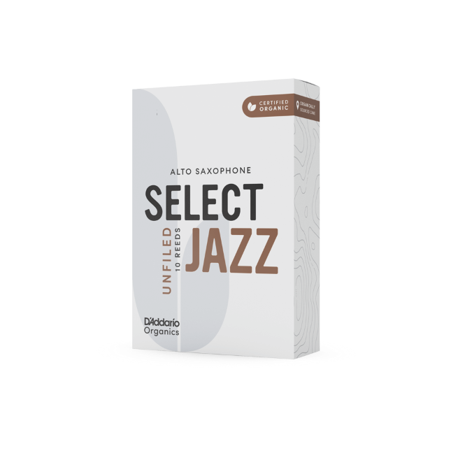 D'Addario Organic Select Jazz Unfiled Alto Saxophone Reeds - 10 Per Box