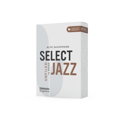 D'Addario Organic Select Jazz Unfiled Alto Saxophone Reeds - 10 Per Box