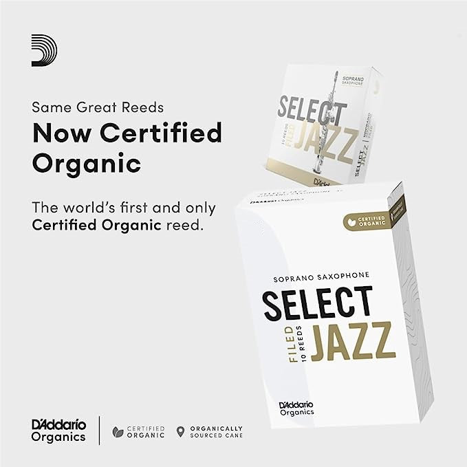 D'Addario Organic Select Jazz Filed Soprano Saxophone Reeds - 3 Pack