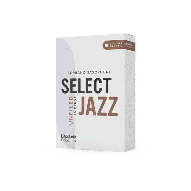 D'Addario Organic Select Jazz Unfiled Soprano Saxophone Reeds - 10 Per Box