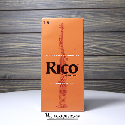 Rico by D'addario Soprano Sax Reeds Unfiled, 25 Per Box, Strength 1.5 B-STOCK