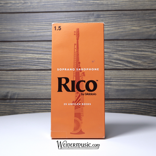 Rico by D'addario Soprano Sax Reeds Unfiled, 25 Per Box, Strength 1.5 B-STOCK