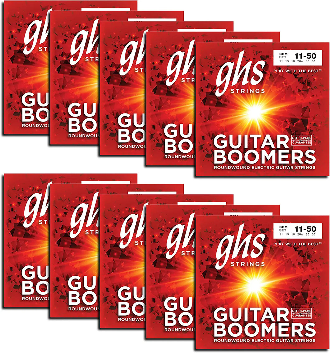 GHS BOOMERS Roundwound Electric Guitar Strings Medium (11-50) - 10 PACKS