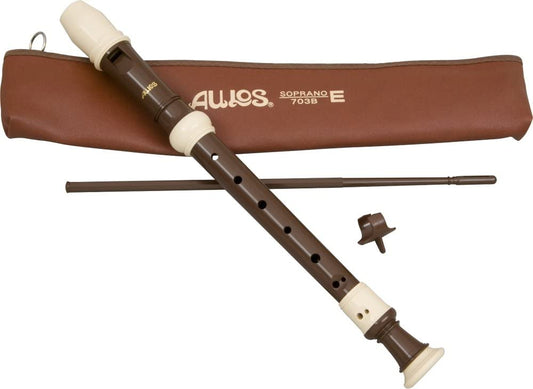 Aulos Soprano 1 piece Double Hole Baroque Recorder - A103N