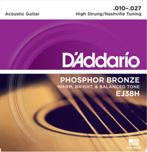 Load image into Gallery viewer, D&#39;Addario Phosphor Bronze, High Strung/Nashville Tuning,10-27 Acoustic Guitar Strings EJ38H