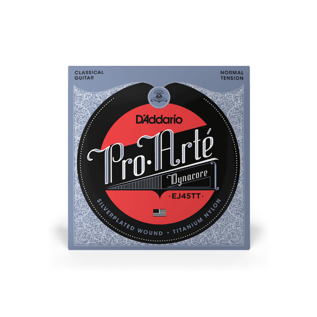 D'Addario Pro-Arte Dynacore, Titanium Trebles, Normal Tension Classical Guitar Strings - EJ45TT