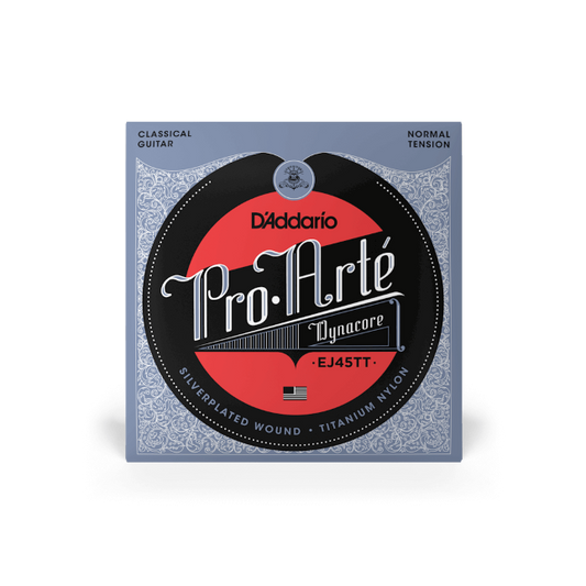 D'Addario Pro-Arte Dynacore, Titanium Trebles, Normal Tension Classical Guitar Strings - EJ45TT