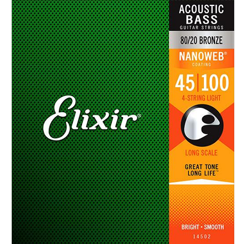 Elixir 80/20 Bronze Nanoweb Acoustic Bass Guitar Strings