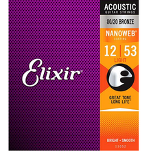 Load image into Gallery viewer, Elixir Acoustic 80/20 Bronze Nanoweb Guitar Strings