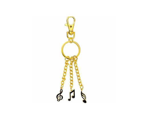 AIM GIFTS 3 Music Charms, G-Clef, 8th note and 16th note Keychain - K615