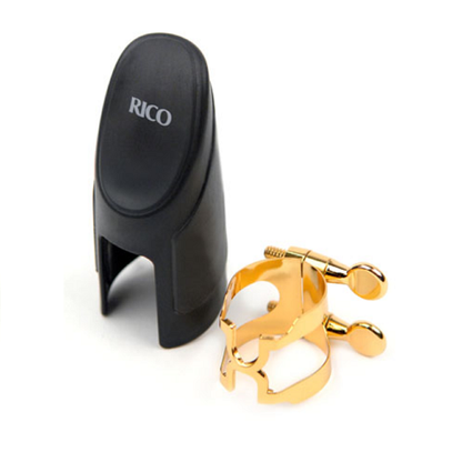 Rico Gold Plated H-Ligature and Cap for Soprano Sax Hard Rubber Mouthpiece- HSS1G