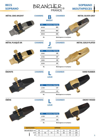 Brancher Gold Plated Soprano Sax Mouthpiece W/ Gold Plated Ligature