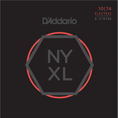 D'addario Nickel Wound 8-String, Light Top/Heavy Bottom, 10-74 Electric Guitar Strings