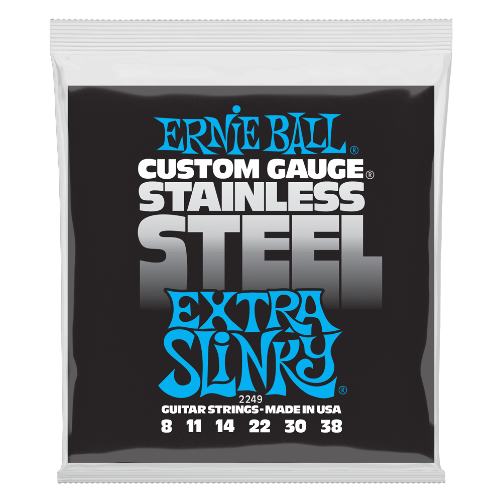 Ernie Ball Extra Slinky Stainless Steel Wound Electric Guitar Strings - 8-38 Gauge