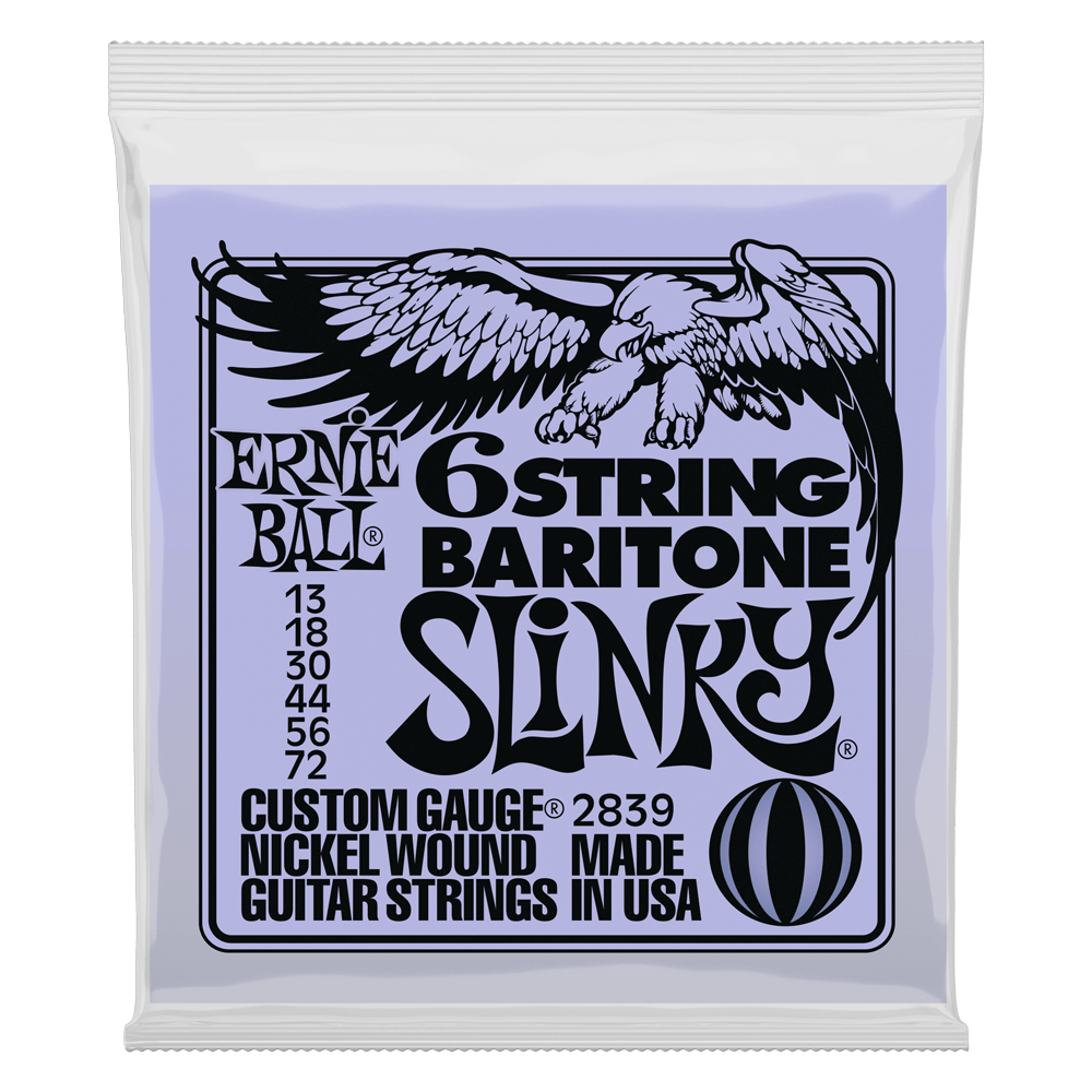 Ernie Ball Slinky 6-String W/ Small Ball End 29 5/8 Scale Baritone Guitar Strings - 13-72 Gauge