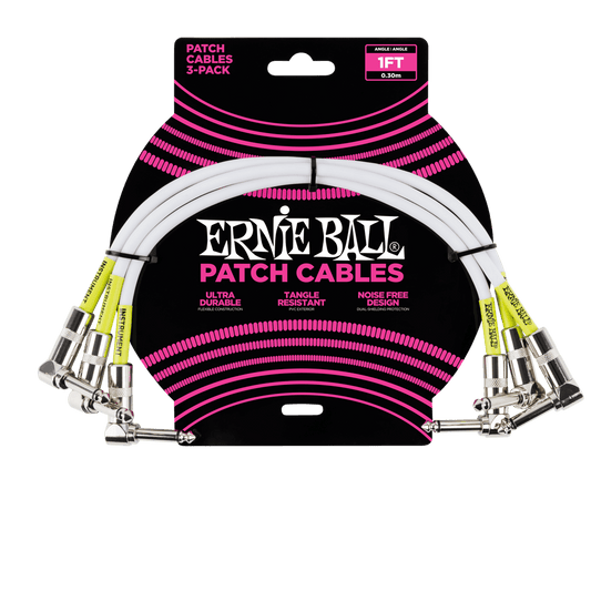 Ernie Ball 1' Angle / Angle Patch Cable 3-Pack - P06055