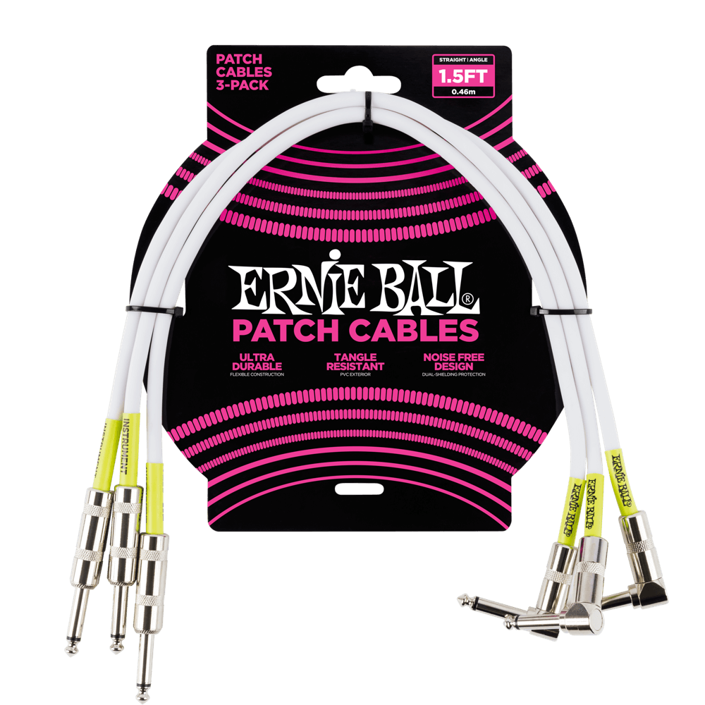 Ernie Ball 1.5' Straight / Angle Patch Cable 3-Pack - P06056