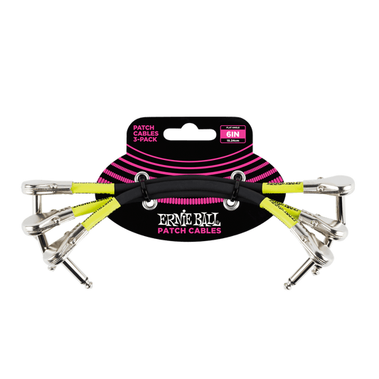 Ernie Ball 6" Flat Angel / Flat Angle Patch Cable 3-Pack - P06059