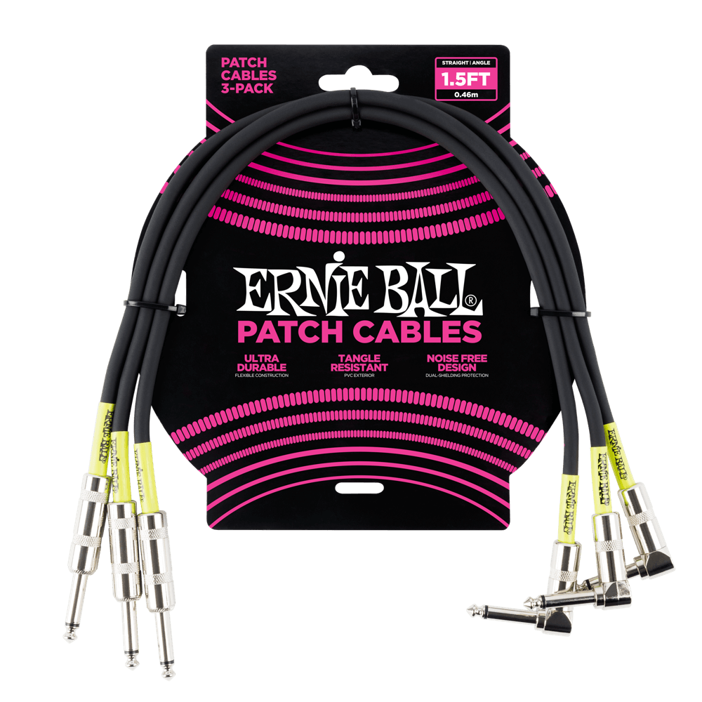 Ernie Ball 1.5' Straight / Angle Patch Cable 3-Pack - P06076