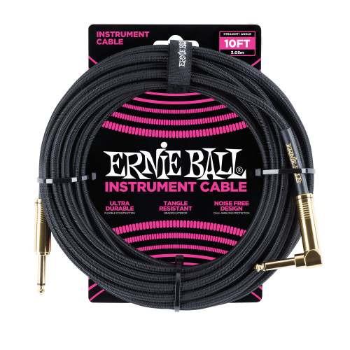 Ernie Ball 10' Braided Straight / Angle Instrument Cable - P06081