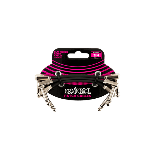 Ernie Ball 3" Flat Ribbon Patch Cable 3-Pack - P06220