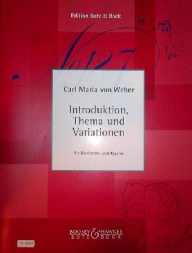 Introduction, Theme and Variations for Clarinet and Piano By Carl Maria Von Weber Ed. Leonard Kohl