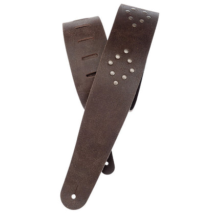 D'addario Planet Waves - Blasted Leather Guitar Strap (WITH Optional Brass RIVETS)