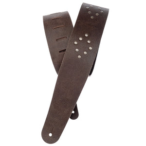 D'addario Planet Waves - Blasted Leather Guitar Strap (WITH Optional Brass RIVETS)